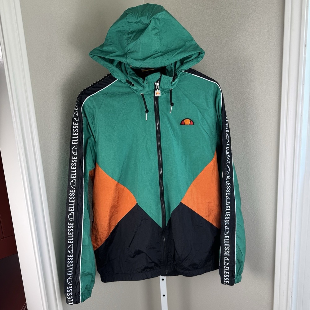Ellesse Jacket Lapaccio Full Zip Retro Windbreaker Jacket Men's‎ M Medium Green